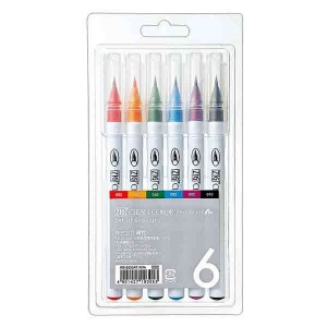 Zig Clean Color Real Brush Markers, 6 colors