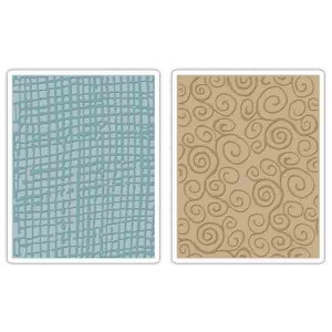 Sizzix - Tim Holtz Burlap & Swirls Embossing Folder Set class=