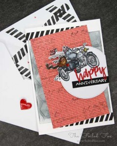 Motorcycle Side car card with matching envelope