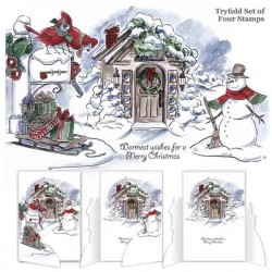 Art Impressions Christmas Scene Try'folds Cling Rubber Stamps