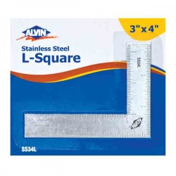 Alvin® 3" x 4" L-Square Stainless Steel Ruler