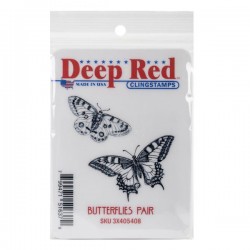 Deep Red Butterflies Pair Cling Stamp