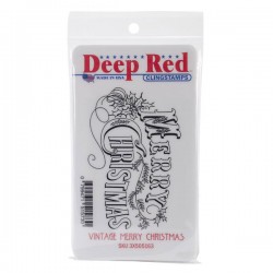 Deep Red Vintage Merry Christmas Cling Stamp