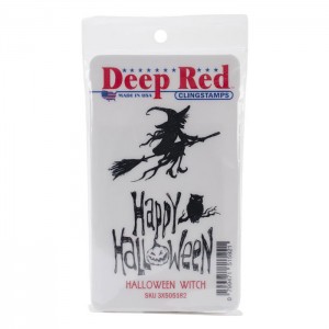 Deep Red Halloween Witch Cling Stamp class=