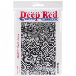 Deep Red Woodcut Swirls Background Cling Stamps