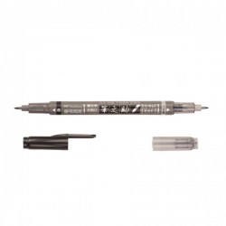Tombow Fudenosuke Brush Pen - Twin Tip, Black/Grey