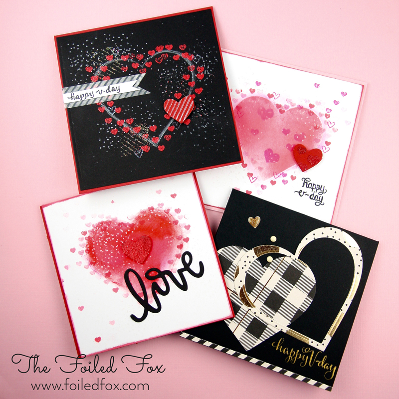 4 handmade Valentine cards