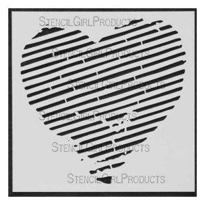 Stencil Girl Heart Striped Stencil