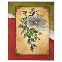 Penny Black Snowflake and Holly Mounted Rubber Stamp