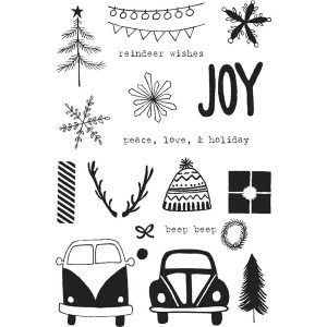 Flora & Fauna Driving to the Holidays Stamp Set class=