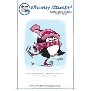 Whimsy Stamps Skating Penguin Stamp