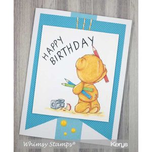 Whimsy Stamps Teddy Birthday Message Stamp class=