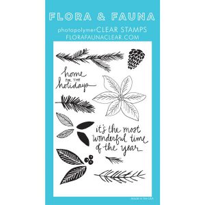 Flora & Fauna Poinsettia Watercolor Stamp Set - <span style="color:red;">discolored</span>