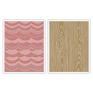 Sizzix - Tim Holtz Texture Fades Embossing Folders - Drapery & Woodgrain