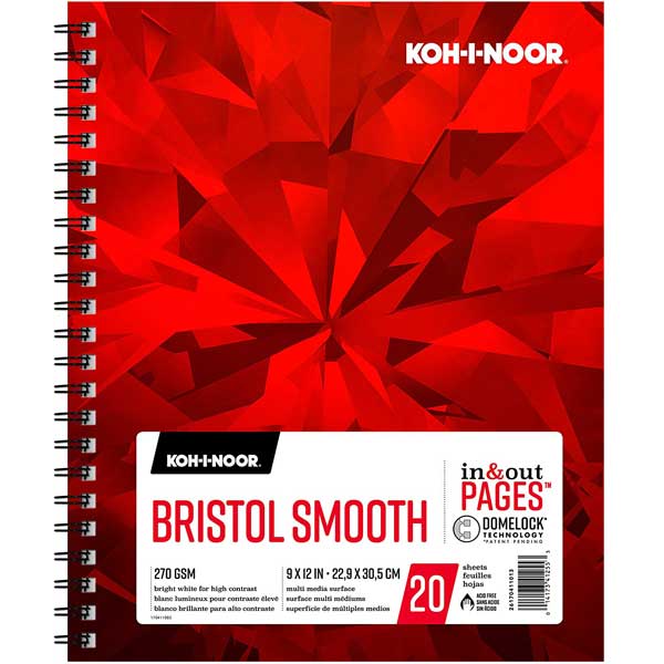 Koh-I-Noor Bristol Smooth Bright White Paper Pad – 9″x12″ – The
