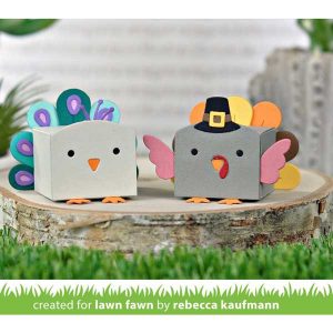 Lawn Fawn Tiny Gift Box Peacock and Turkey Add-On Lawn Cuts class=