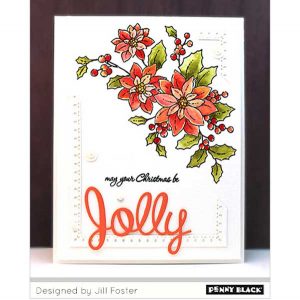 Penny Black Poinsettia Poem Cling Stamp class=