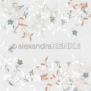Alexandra Renke Design Paper - Spring Flowers Grey/Brown/Green