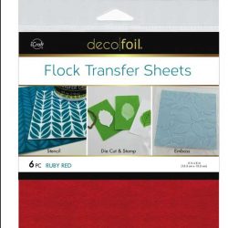 Deco Foil Flock Transfer Sheets 6" x 6" - Ruby Red