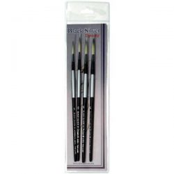 Black Silver Short Handle Brush, Set 4
