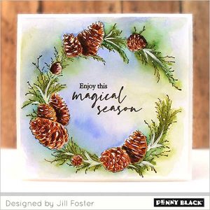 Penny Black Conifer Wreath Stamp class=