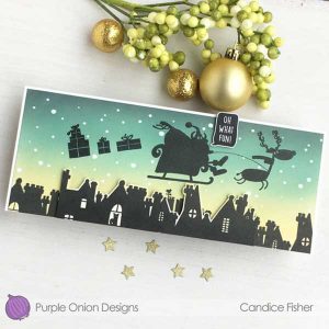 Purple Onion Designs Silhouettes Stamp - English Rooftops class=