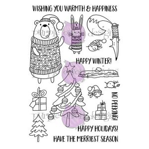 Purple Onion Designs Happy Winter Forest Friends Stamp