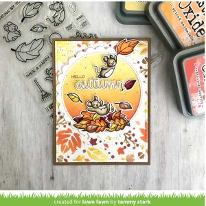 Lawn Fawn Fall Leaves Background Stencils class=