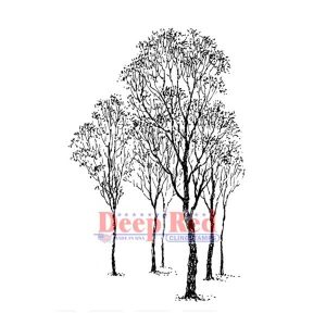 Deep Red Winter Trees Stamp