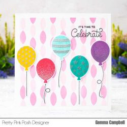 Pretty Pink Posh Birthday Balloons Stamp