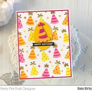 Pretty Pink Posh Layered Party Hats Stencils (4 Pack) class=