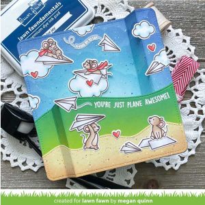 Lawn Fawn Just Plane Awesome Sentiment Trails Stamp class=