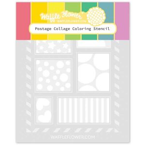 Waffle Flower Postage Collage Coloring Stencil