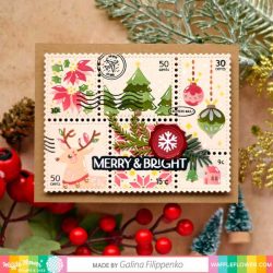 Waffle Flower Postage Collage Christmas Stencil