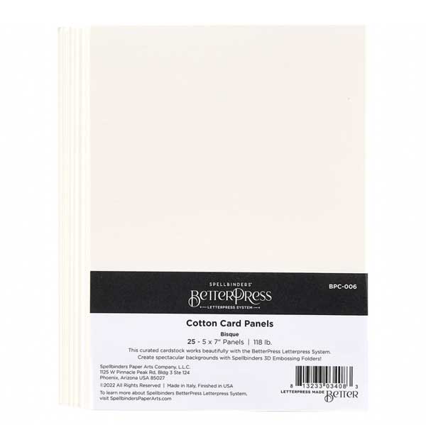 Spellbinders BetterPress - Pannelli Carta Cotone A7 (25 Pezzi) - Colore Ciottolo Grigio Per Card Making