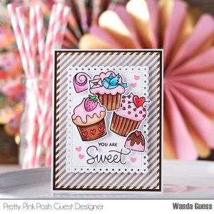 Pretty Pink Posh Valentine Cupcakes Stamp class=