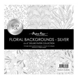 Paper Rose Floral Backgrounds Silver Foil Paper Collection