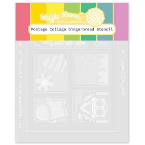 Waffle Flower Postage Collage Gingerbread Stencil