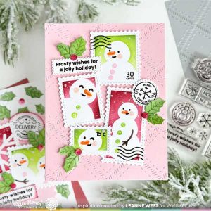 Waffle Flower Postage Collage Snowman Stencil class=