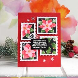 Waffle Flower Postage Collage Poinsettia Stencil