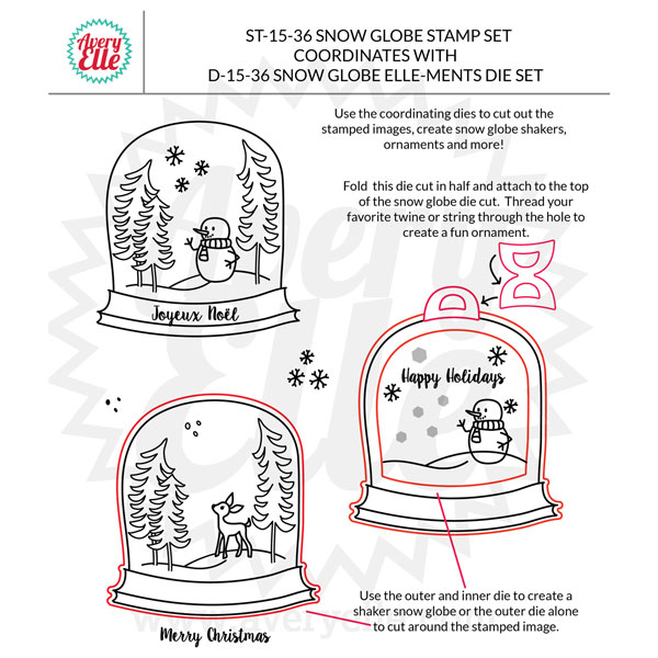 Avery Elle Snow Globe Stamp Set - Yellowed