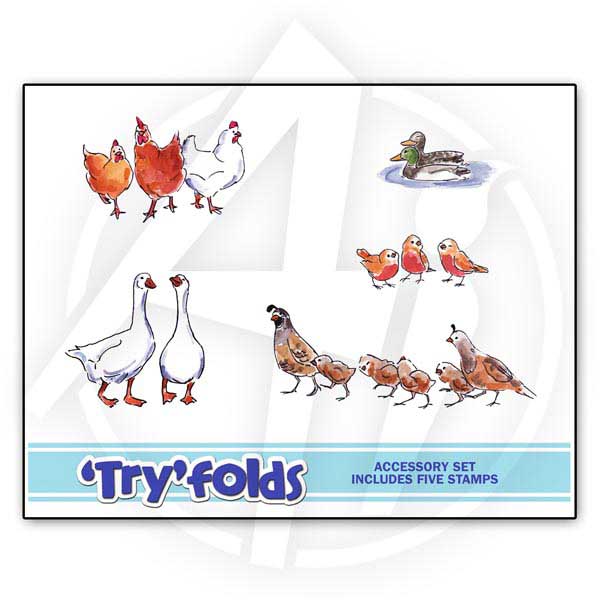 Art Impressions Feathers TryFolds Stamp Set