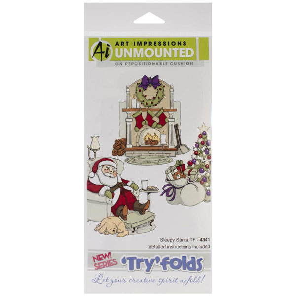 Art Impressions Sleepy Santa Try-Fold Cling Stamp Set