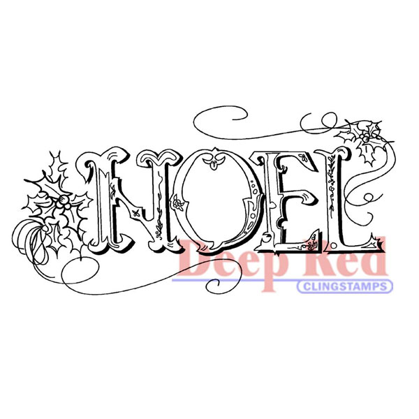 Deep Red Vintage Noel Cling Stamp