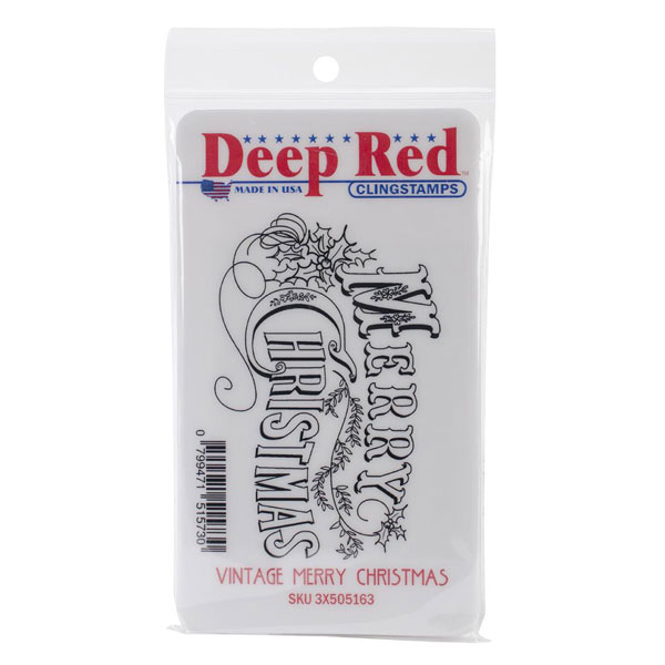 Deep Red Vintage Merry Christmas Cling Stamp