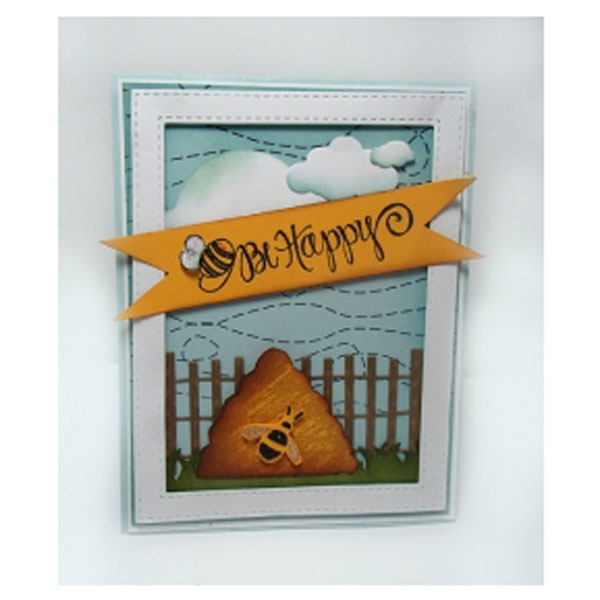 Impression Obsession Cover-a-Card Bee Stitch Background Stamp