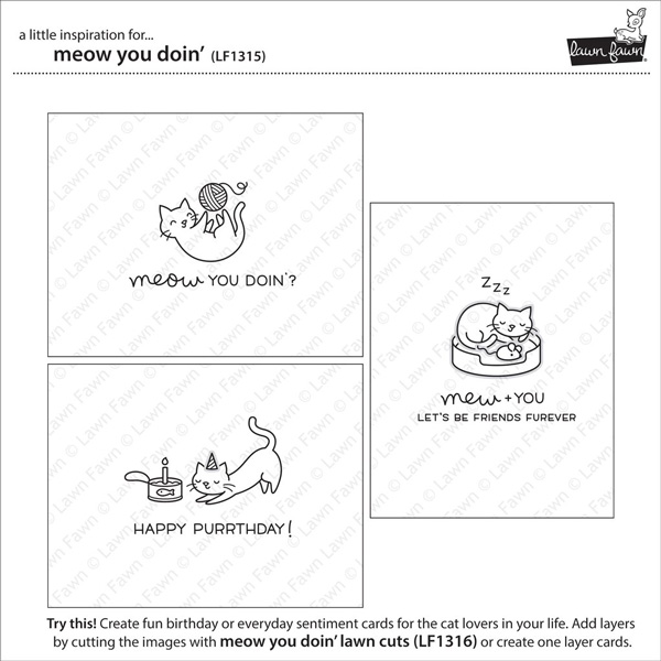 Lawn Fawn Meow You Doin&#039; Stamp Set