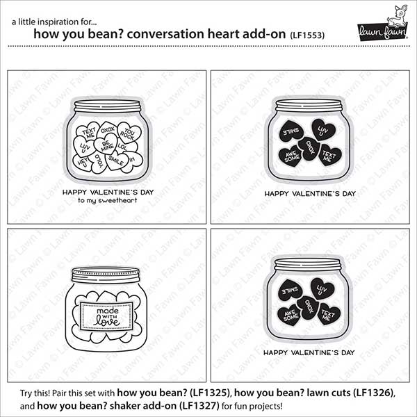 Lawn Fawn How You Bean? Conversation Heart Add-on Stamp Set