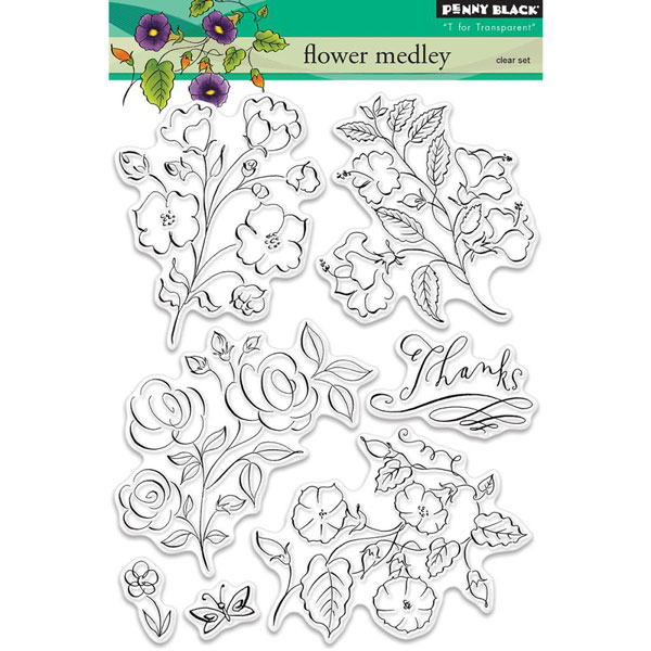 Penny Black Flower Medley Clear Stamp Set