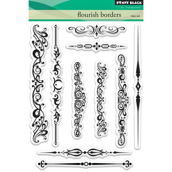 Penny Black Flourish Borders Clear Stamp Set